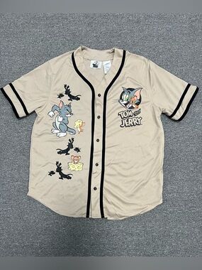 Tom and Jerry Tan Baseball Jersey Adult S